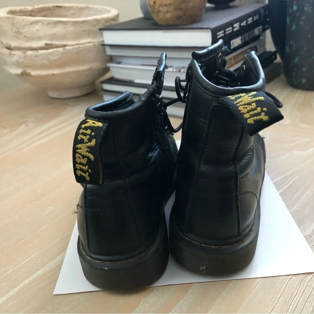 Dr. Martens|Girls size 3 black combat boots with side zip,1460J•••Used condition
